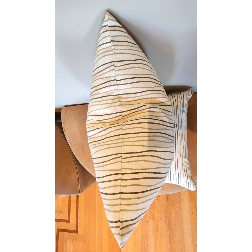 Magnolia Home 20x20 Throw Pillow Cover Pair Streamers Sage Tan Wavy Line Zip NEW